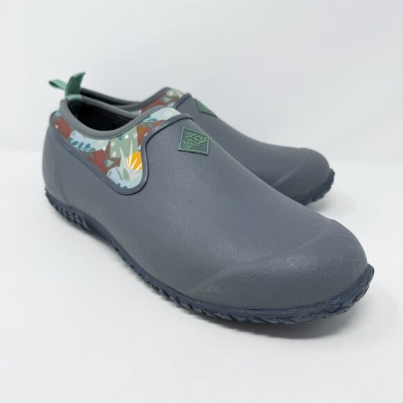 Muck Boots Gray Muckster II Low Slip On Boots Size 10 Waterproof Floral Accent - Picture 10 of 10